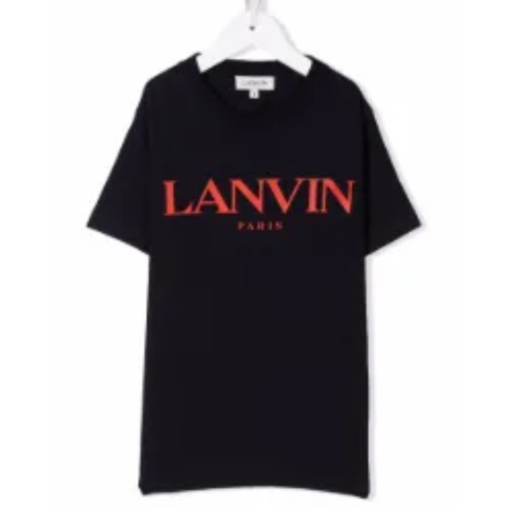 Lanvin Black Tee with Vibrant Red Print